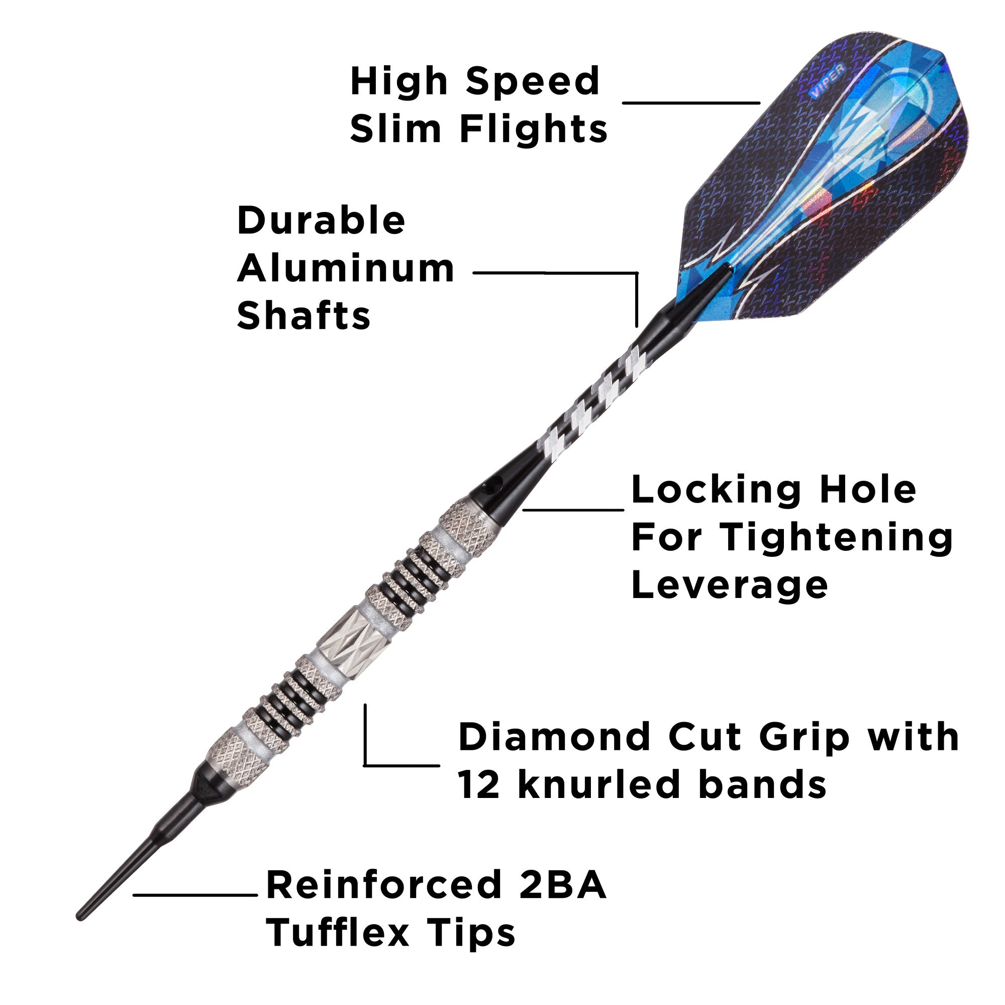 Viper Astro 80% Tungsten Soft Tip Darts Black Rings