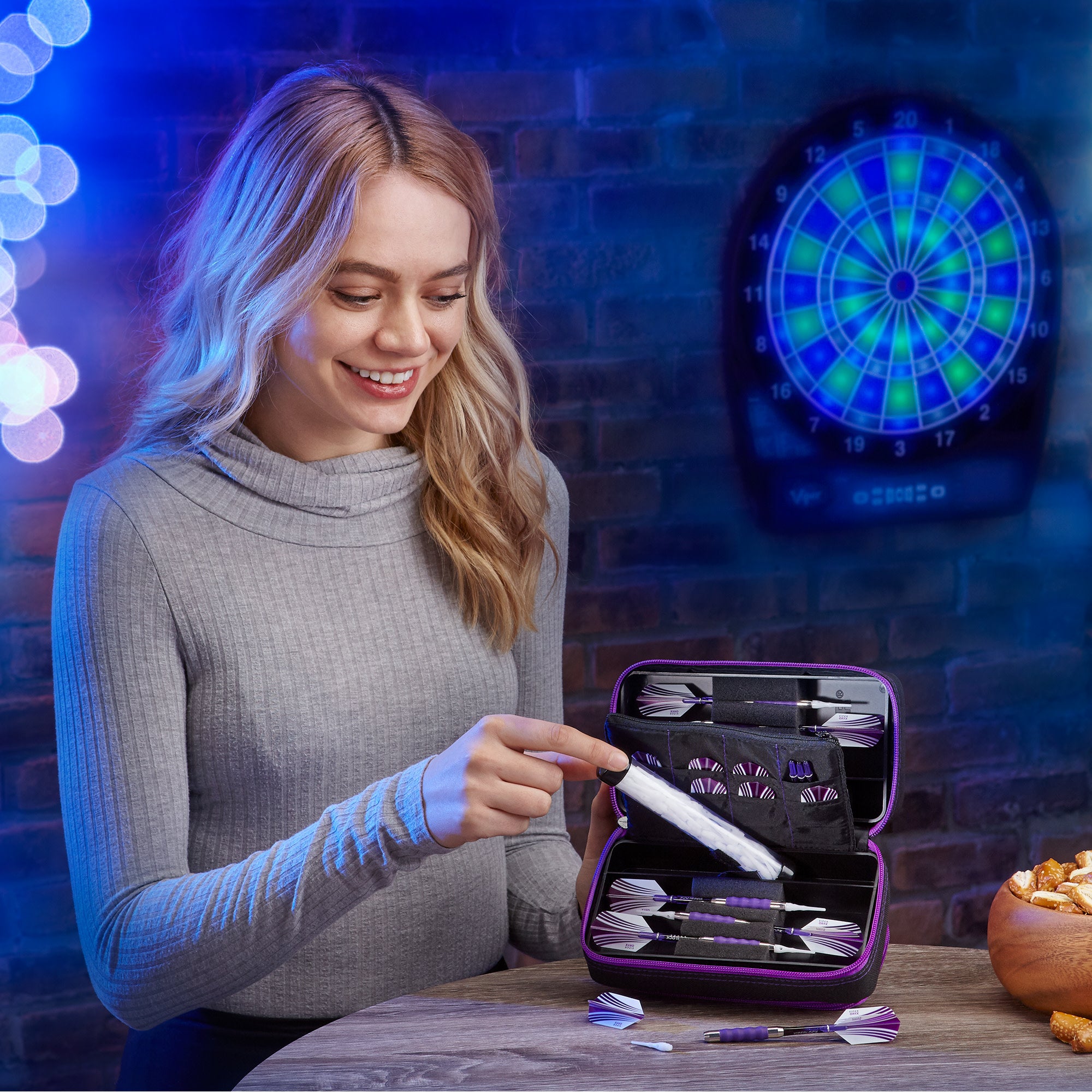 Casemaster Plazma Pro Dart Case Black with Amethyst Zipper and Phone Pocket
