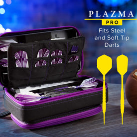 Casemaster Plazma Pro Dart Case Black with Amethyst Zipper and Phone Pocket 