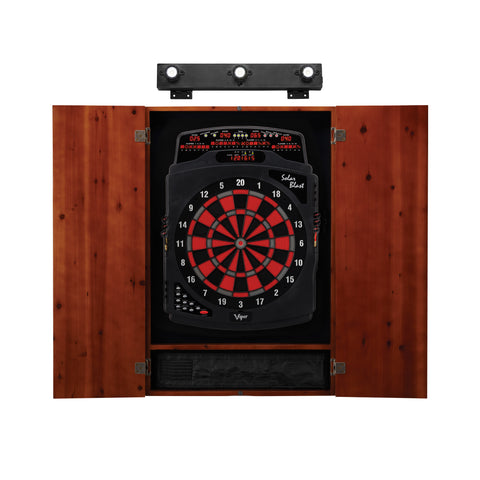 Image of Viper Solar Blast Electronic Dartboard, Metropolitan Cinnamon Cabinet & Shadow Buster Dartboard Light Bundle