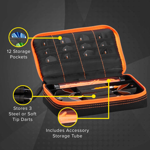 Image of Casemaster Plazma Dart Case Black with Orange Zipper