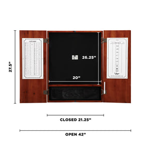 Viper Metropolitan Cinnamon Steel Tip Dartboard Cabinet, Viper Razorback Sisal Dartboard, Viper Underground Raven Steel Tip Darts 25 Grams, and Viper Vinyl Dart Mat