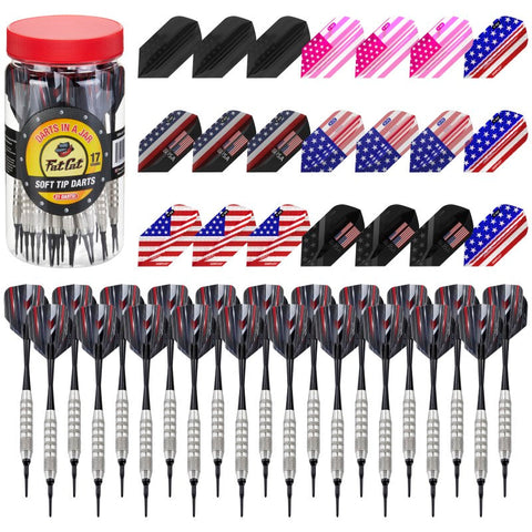 Image of Fat Cat 21 Darts in a Jar Soft Tip 17 Grams with Patriot Dart Flights