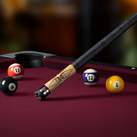 Image of Viper Sinister Series Cue with Black and White Wrap and Brown Stain