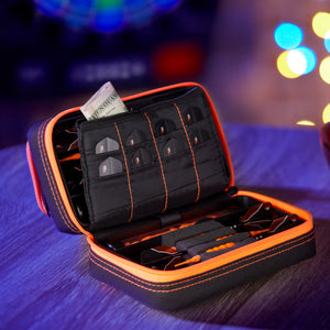 Casemaster Plazma Pro Dart Case Black with Orange Zipper and Phone Pocket
