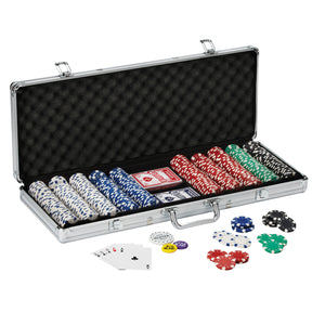 Fat Cat Texas Hold'em Table, 4-Deck Card Shoe, 500 Poker Chip Set, 2 Acrylic Chip Trays & Dice Cup Set