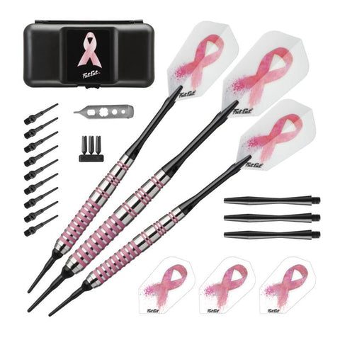 Image of Fat Cat Pink Lady Soft Tip Darts 16 Grams and Casemaster Deluxe Pink Nylon Case