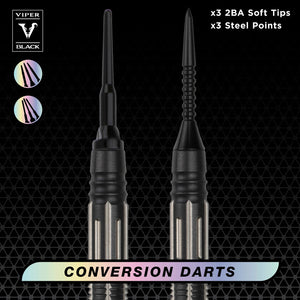 Viper Black Flux 90% Tungsten Steel or Soft Tip Conversion Darts Black/Silver 20 Grams
