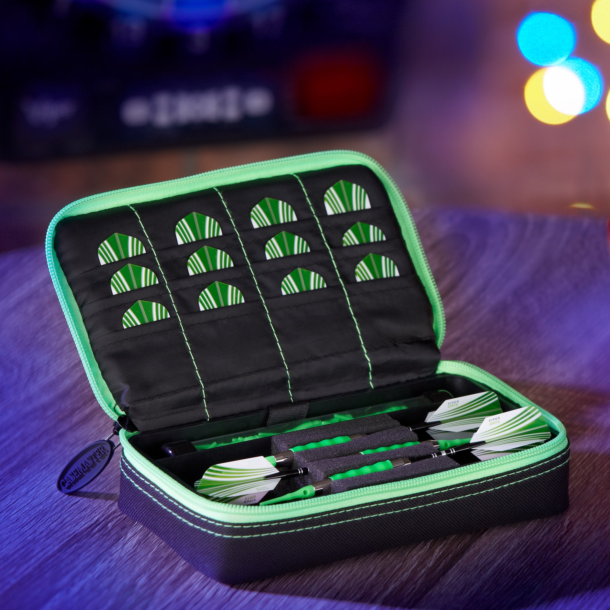 Casemaster Plazma Dart Case Black with Green Zipper