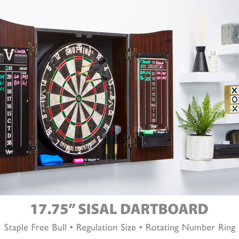 Image of Viper Vault Deluxe Dartboard Cabinet with Shot King Sisal Dartboard and Illumiscore Scoreboard