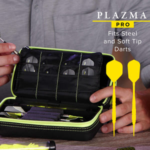 Casemaster Plazma Pro Dart Case Black with Yellow Zipper and Phone Pocket