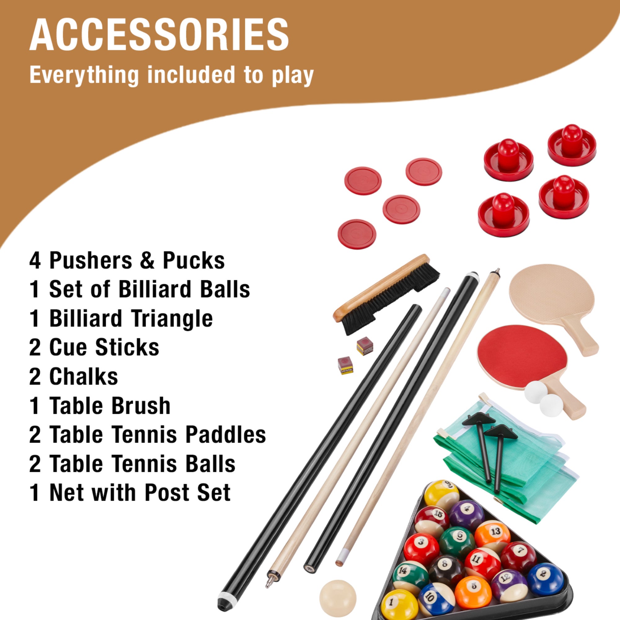 Fat Cat Original 3-in-1 7' Pockey Multi-Game Table Tan