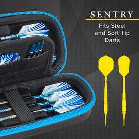 Casemaster Sentry Dart Case with Blue Zipper 