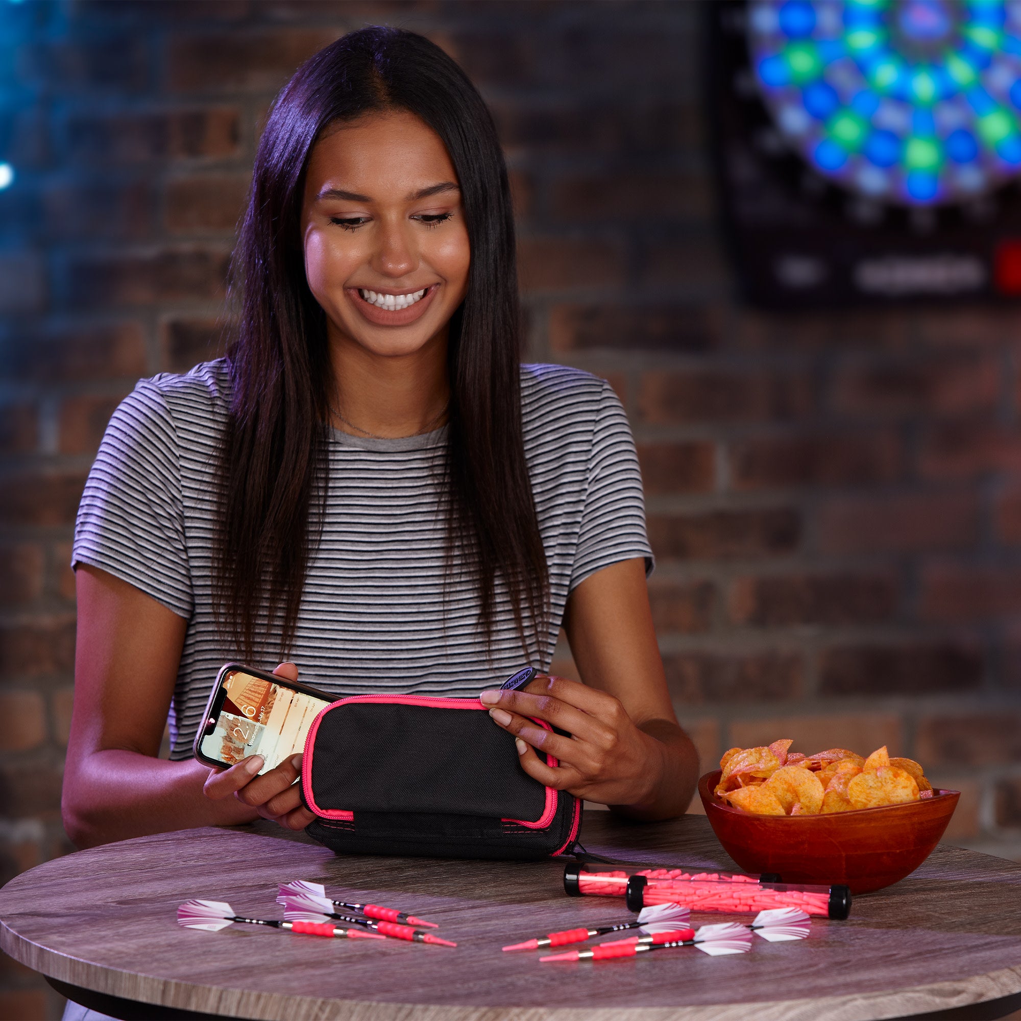 Casemaster Plazma Pro Dart Case Black with Pink Zipper and Phone Pocket