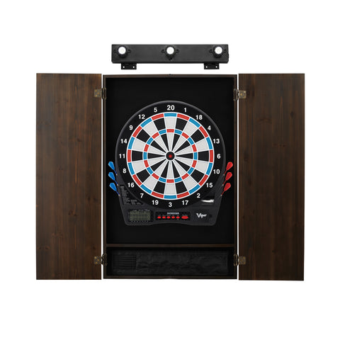 Image of Viper Showdown Electronic Dartboard, Metropolitan Espresso Cabinet & Shadow Buster Dartboard Light Bundle