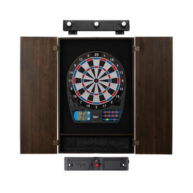 Viper 787 Electronic Dartboard, Metropolitan Espresso Cabinet, Laser Throw Line & Shadow Buster Dartboard Light Bundle