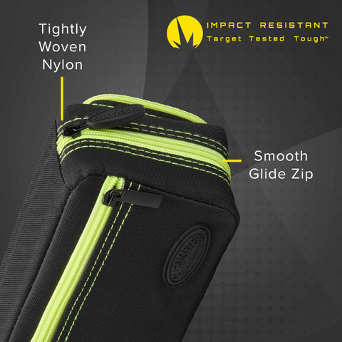 Image of Casemaster Plazma Pro Dart Case Black with Yellow Zipper and Phone Pocket