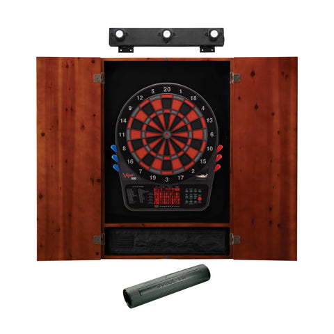 Image of Viper 800 Electronic Dartboard, Metropolitan Cinnamon Cabinet, Dart Mat & Shadow Buster Dartboard Light Bundle