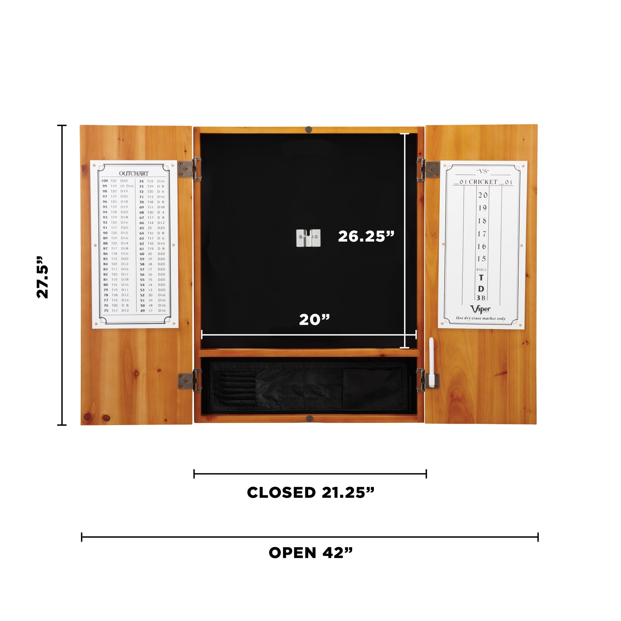Viper Metropolitan Oak Steel Tip Dartboard Cabinet, Viper Razorback Sisal Dartboard, Viper Underground Raven Steel Tip Darts 25 Grams, and Viper Vinyl Dart Mat