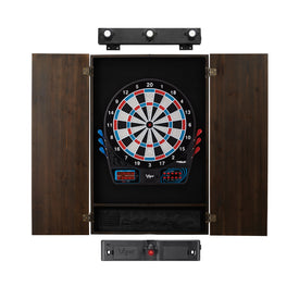 Viper 777 Electronic Dartboard, Metropolitan Espresso Cabinet, Laser Throw Line & Shadow Buster Dartboard Light Bundle