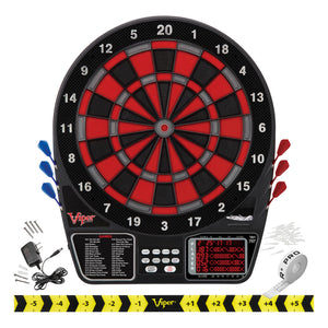 Viper Metropolitan Mahogany Soft Tip Dartboard Cabinet, 797 Electronic Dartboard, and Dart Laser Line