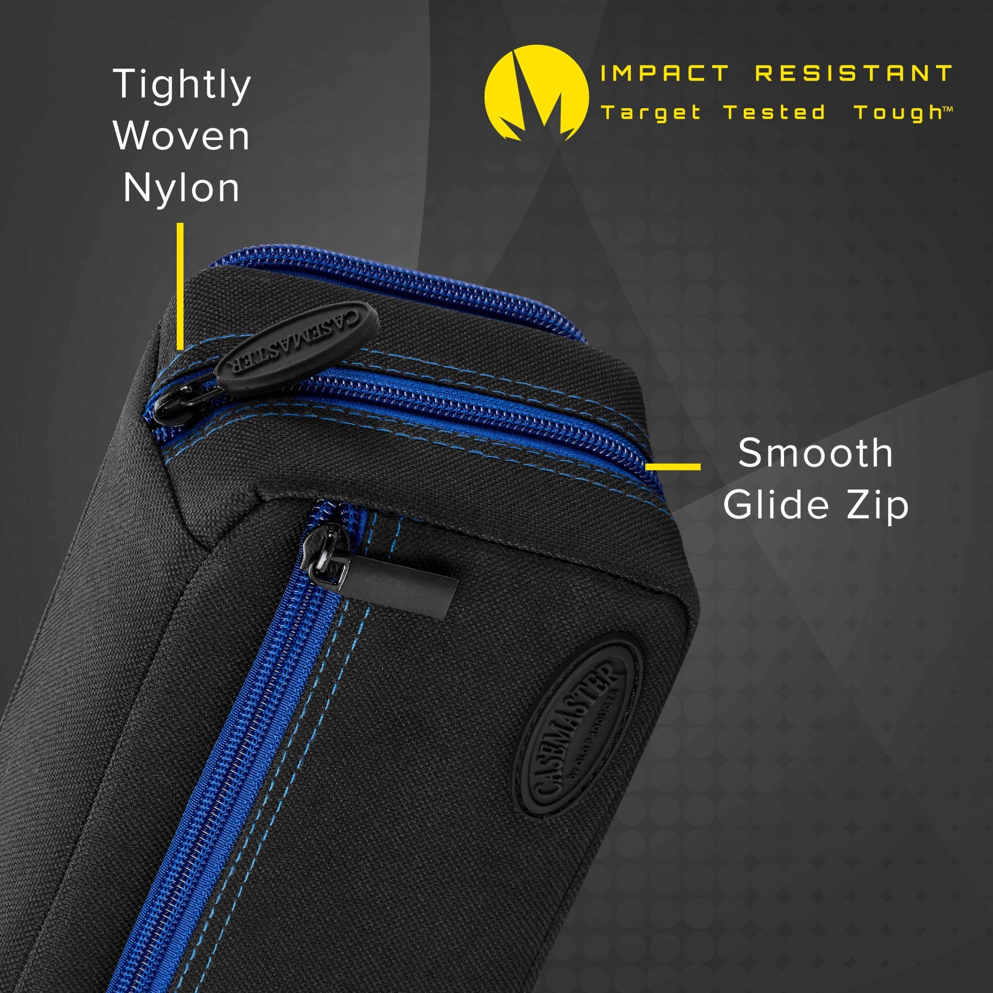 Casemaster Plazma Pro Dart Case Black with Sapphire Zipper and Phone Pocket