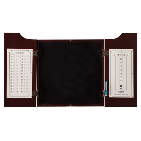 Image of Viper Razorback Sisal Dartboard, Hudson Mahogany Cabinet, Padded Mat & Black Mariah Steel Tip Darts