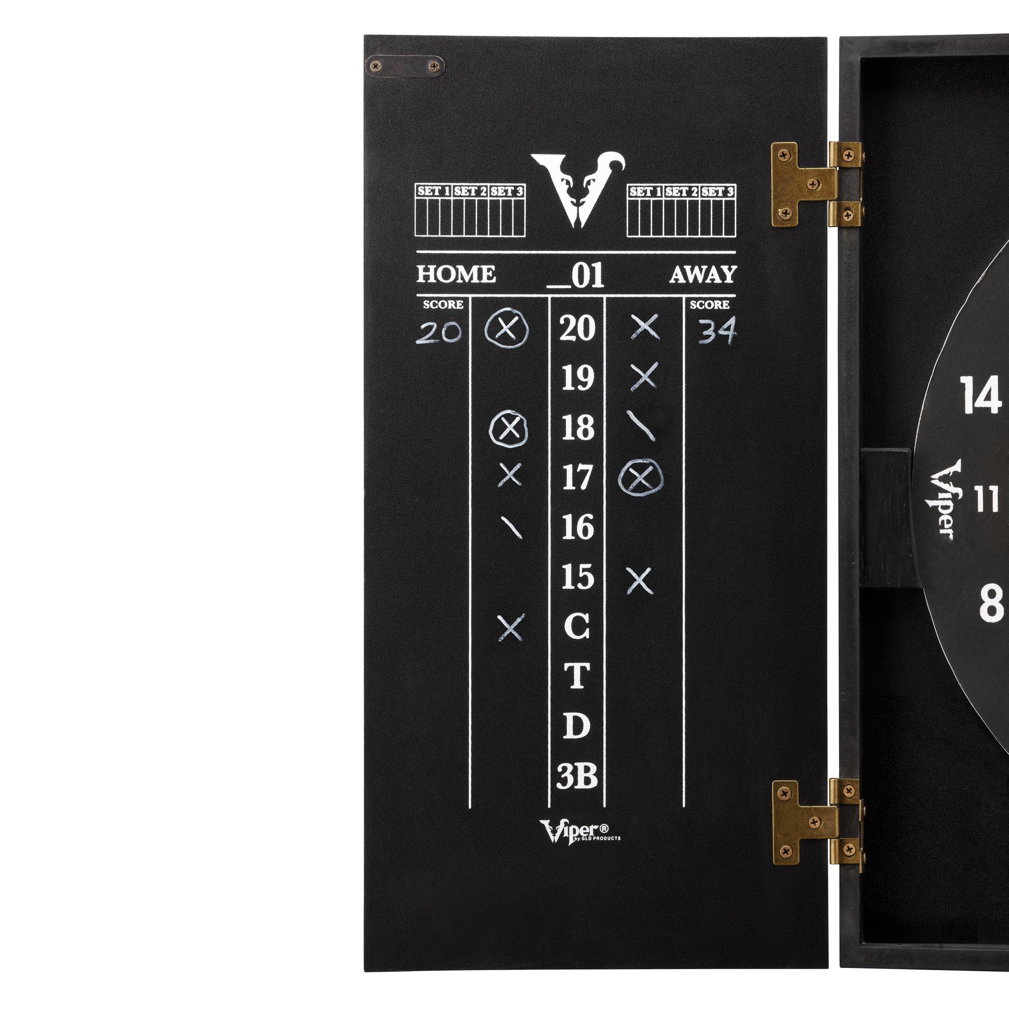 Viper Hideaway Dartboard Cabinet with Reversible Traditional Dartboard