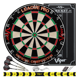 Viper League Pro Sisal Dartboard Starter Kit, Dart Laser Line, and Wall Defender II 