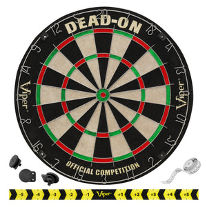 Viper Dead-On Bristle Dartboard, Small Cricket Chalk Scoreboard, Black Mariah Steel Tip Darts 22 Grams, Dart Laser Line, and Wall Defender