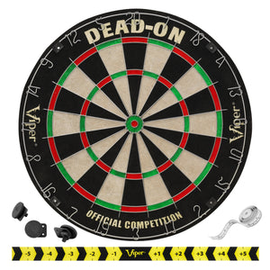 Viper Dead-On Bristle Dartboard, Small Cricket Chalk Scoreboard, Black Mariah Steel Tip Darts 22 Grams, Dart Laser Line, and Wall Defender II