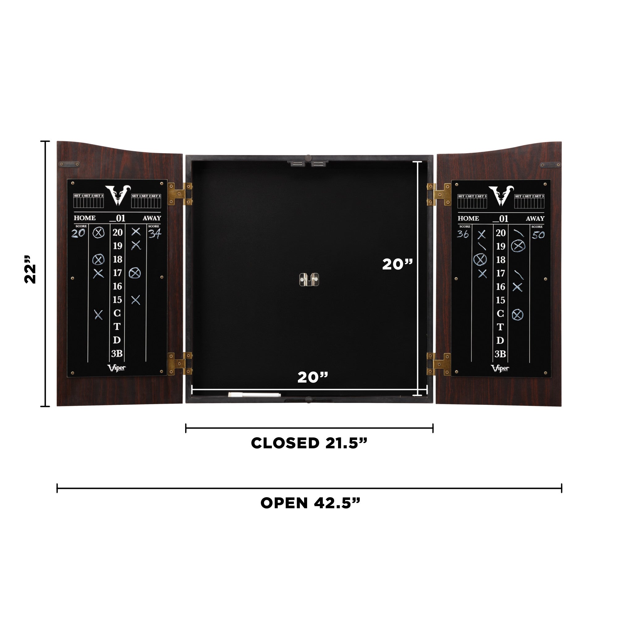 Viper Vault Cabinet with Shot King Sisal Dartboard, Padded Dart Mat & Shadow Buster Dartboard Lights