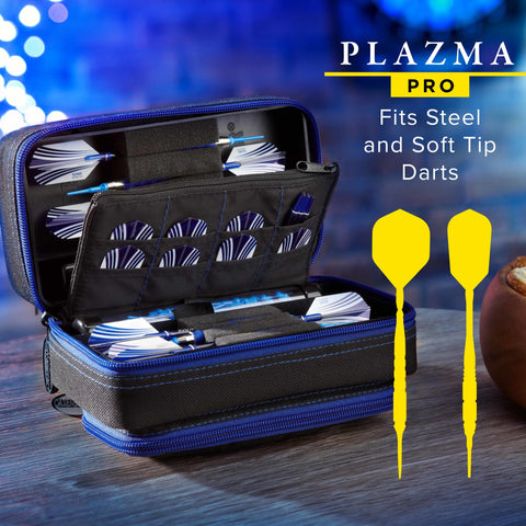Image of Casemaster Plazma Pro Dart Case Black with Sapphire Zipper and Phone Pocket