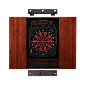 Viper Solar Blast Electronic Dartboard, Metropolitan Cinnamon Cabinet, Laser Throw Line & Shadow Buster Dartboard Light Bundle