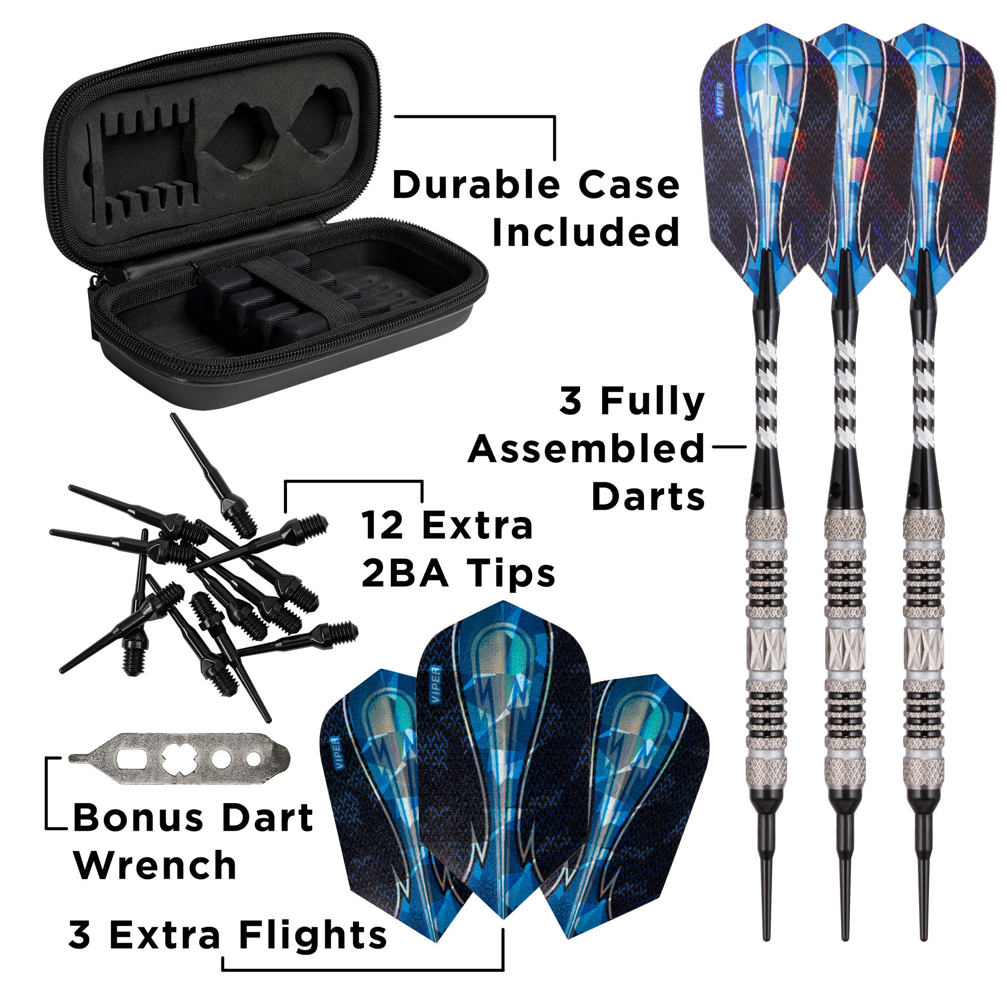 Viper Astro 80% Tungsten Soft Tip Darts Black Rings