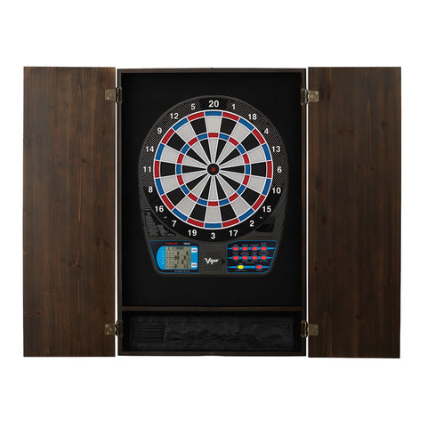 Image of Viper Metropolitan Espresso Soft Tip Dartboard Cabinet and Viper 787 Electronic Dartboard