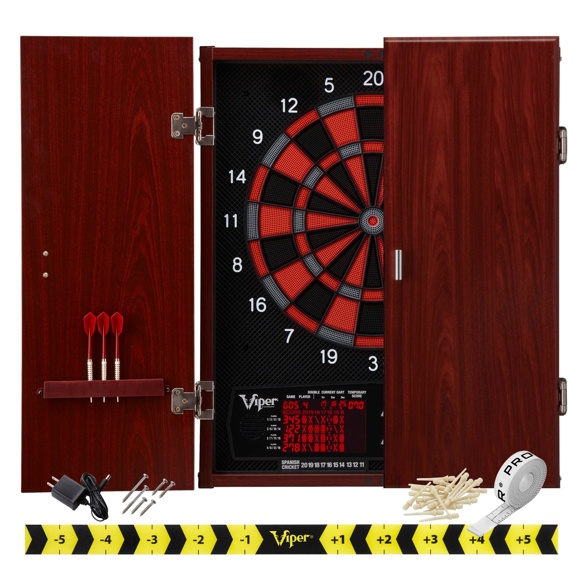 Viper Neptune Electronic Dartboard, "The Bull Starts Here" Throw Line Marker, Blazer 16g Soft Tip Darts, Dart Tip Remover Tool & Tufflex II Black Dart Tips