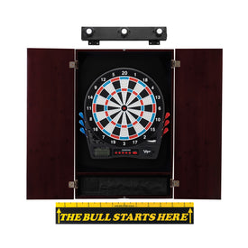 Viper Showdown Electronic Dartboard, Metropolitan Mahogany Cabinet, "The Bull Starts Here" Throw Line Marker & Shadow Buster Dartboard Lights