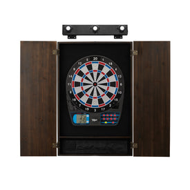 Viper 787 Electronic Dartboard, Metropolitan Espresso Cabinet & Shadow Buster Dartboard Light Bundle