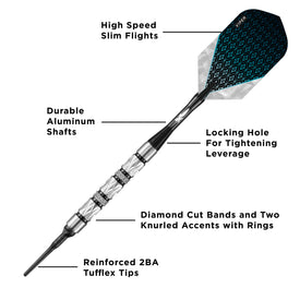 Viper Diamond 90% Tungsten Soft Tip Dart Set Black Rings 