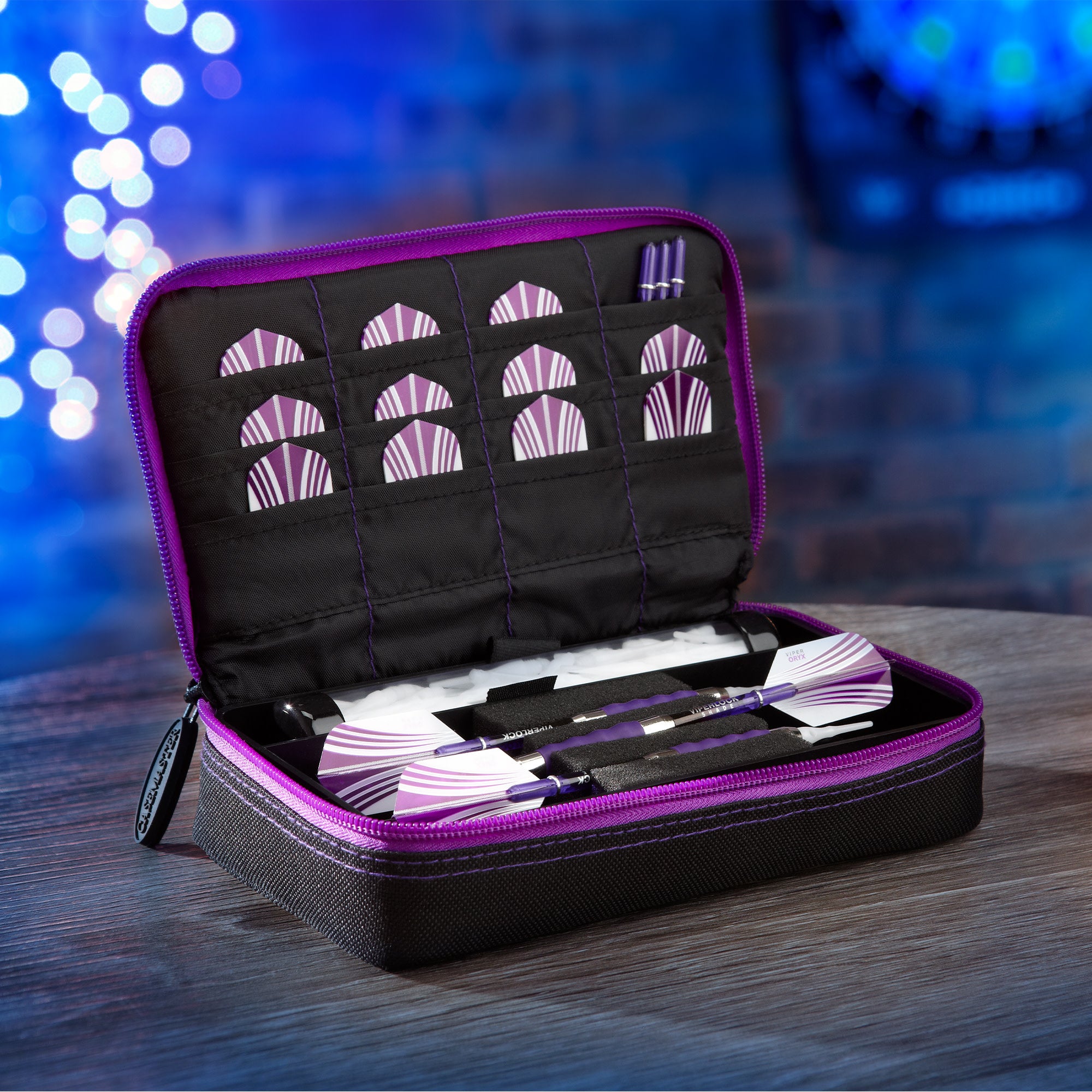 Casemaster Plazma Dart Case Black with Amethyst Zipper