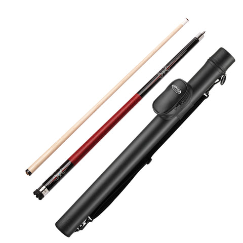 Image of Viper Sinister Series Cue with Red/Black Wrap and Casemaster Q-Vault Supreme Black Cue Case