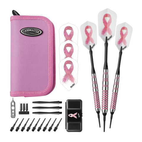 Image of Fat Cat Pink Lady Soft Tip Darts 16 Grams and Casemaster Deluxe Pink Nylon Case