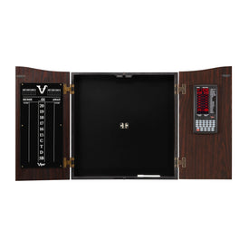 Viper Vault Deluxe Dartboard Cabinet with Built-In Pro Score, Dead-On Dartboard, Edge Throw Line and Black Mariah Darts 
