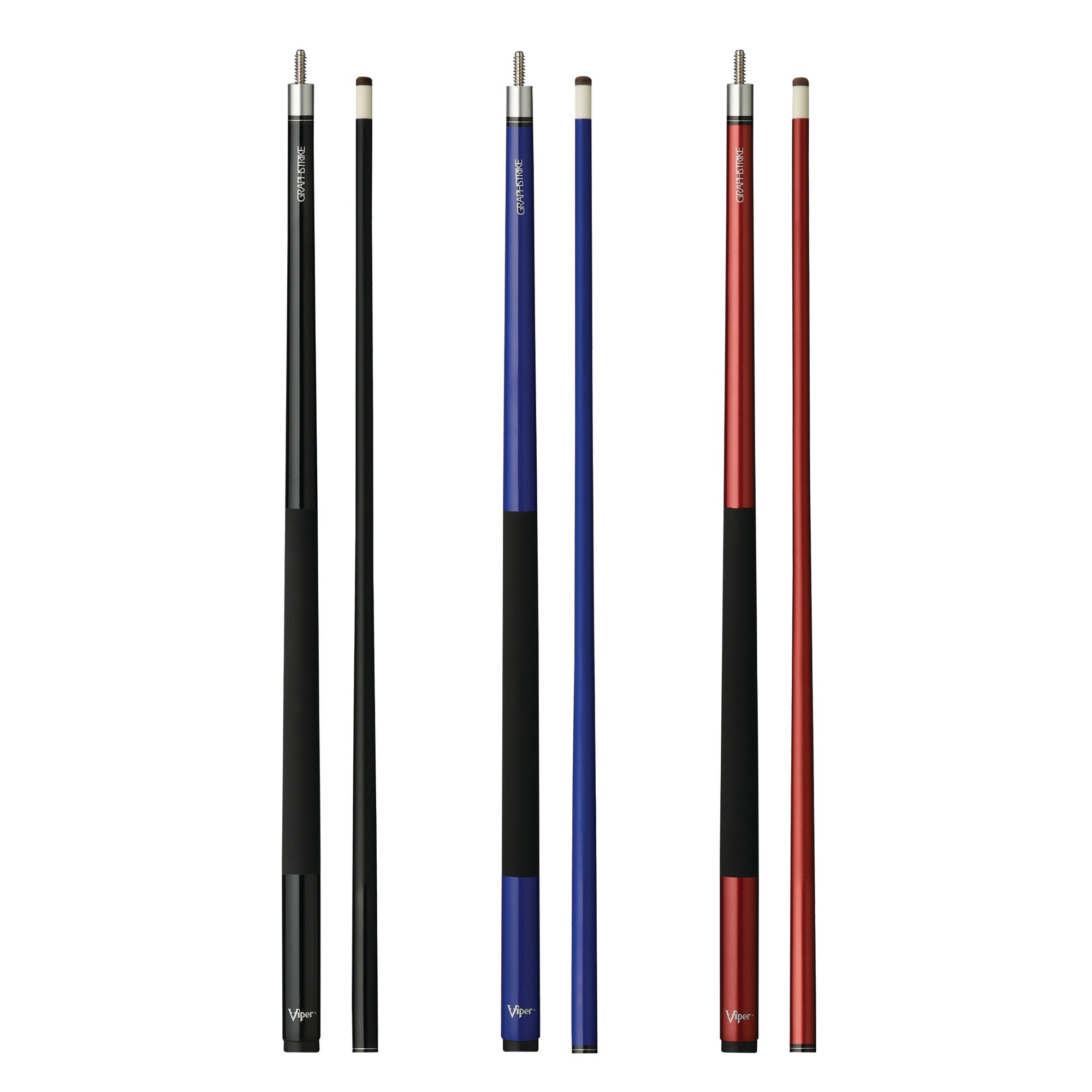 Viper Graphstrike Billiard Cue in Black, Blue, and Red