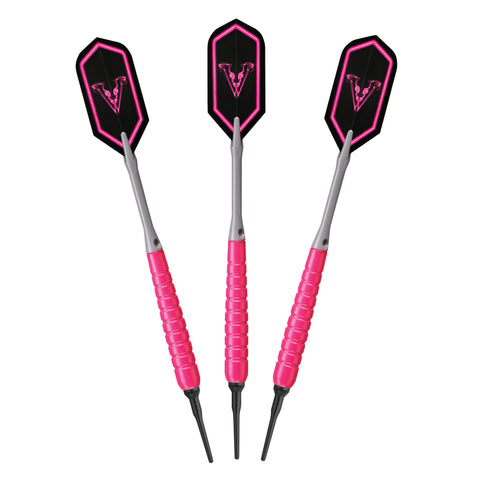 Image of Viper V Glo Soft Tip 18gm Pink, Casemaster Deluxe Black Nylon Case, and Viper 2BA Tufflex Tips III- Neon Pink 100ct. Box