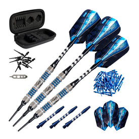 Viper Astro 80% Tungsten Soft Tip Darts, Blue Accessory Set with Case
