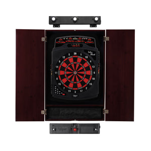 Viper Solar Blast Electronic Dartboard, Metropolitan Mahogany Cabinet, Laser Throw Line Marker & Shadow Buster Dartboard Lights