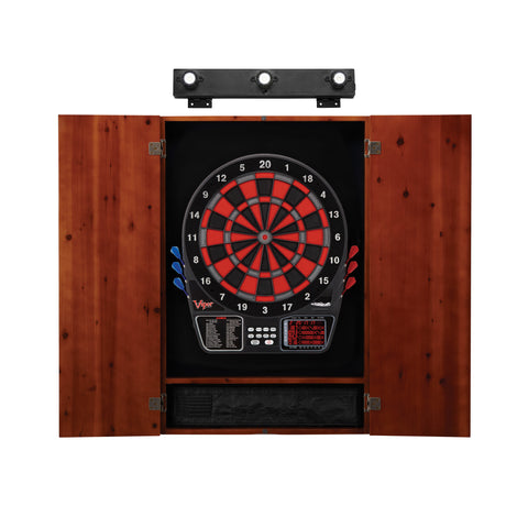 Image of Viper 797 Electronic Dartboard, Metropolitan Cinnamon Cabinet & Shadow Buster Dartboard Light Bundle