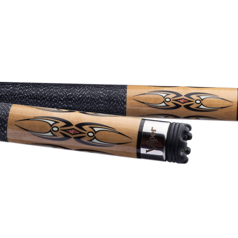 Image of Viper Sinister Series Cue with Black and White Wrap and Brown Stain